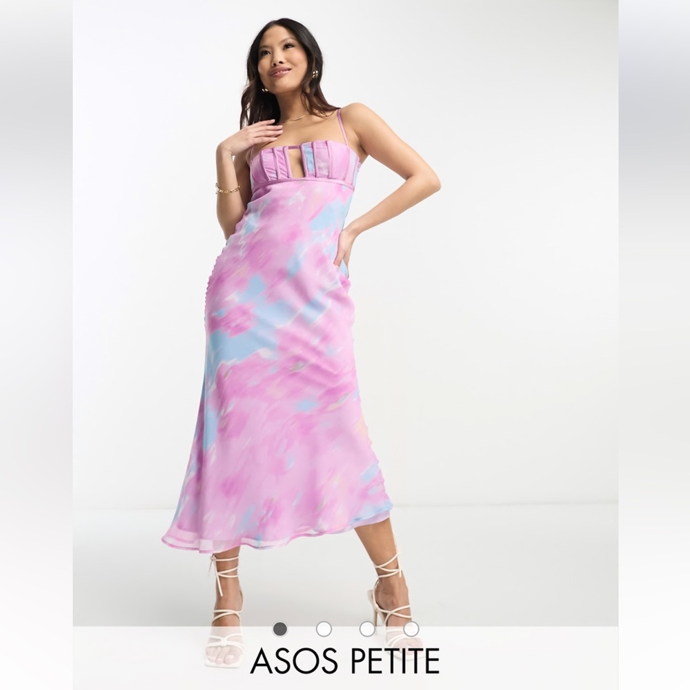 ASOS Petite Pink and Blue Midi Dress